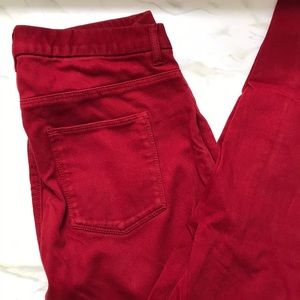 Uniqlo red jean leggings sz Small (26-27)